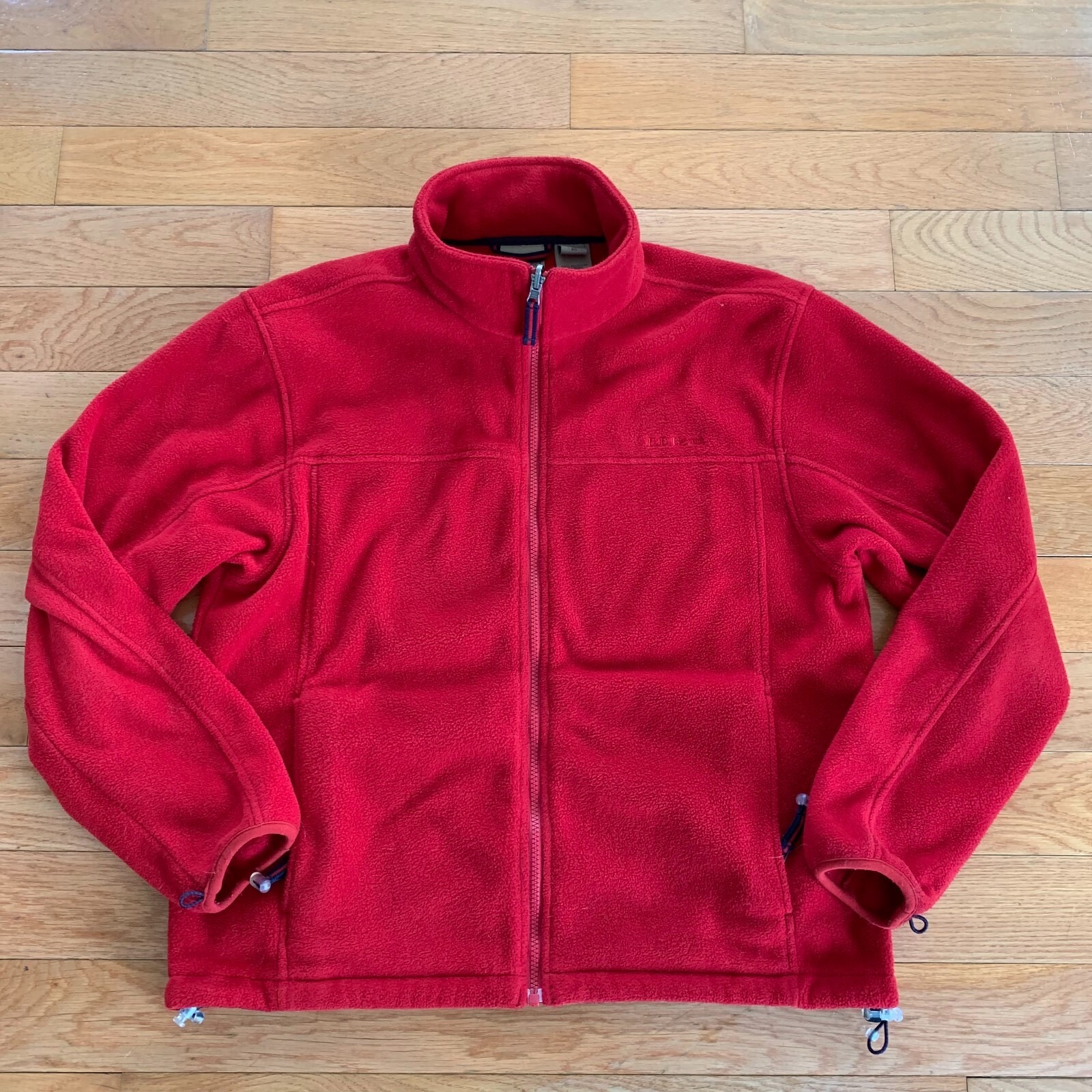 Vintage 90s LL Bean Red Fleece Pullover Full Zip Pullover Jacket Mens M