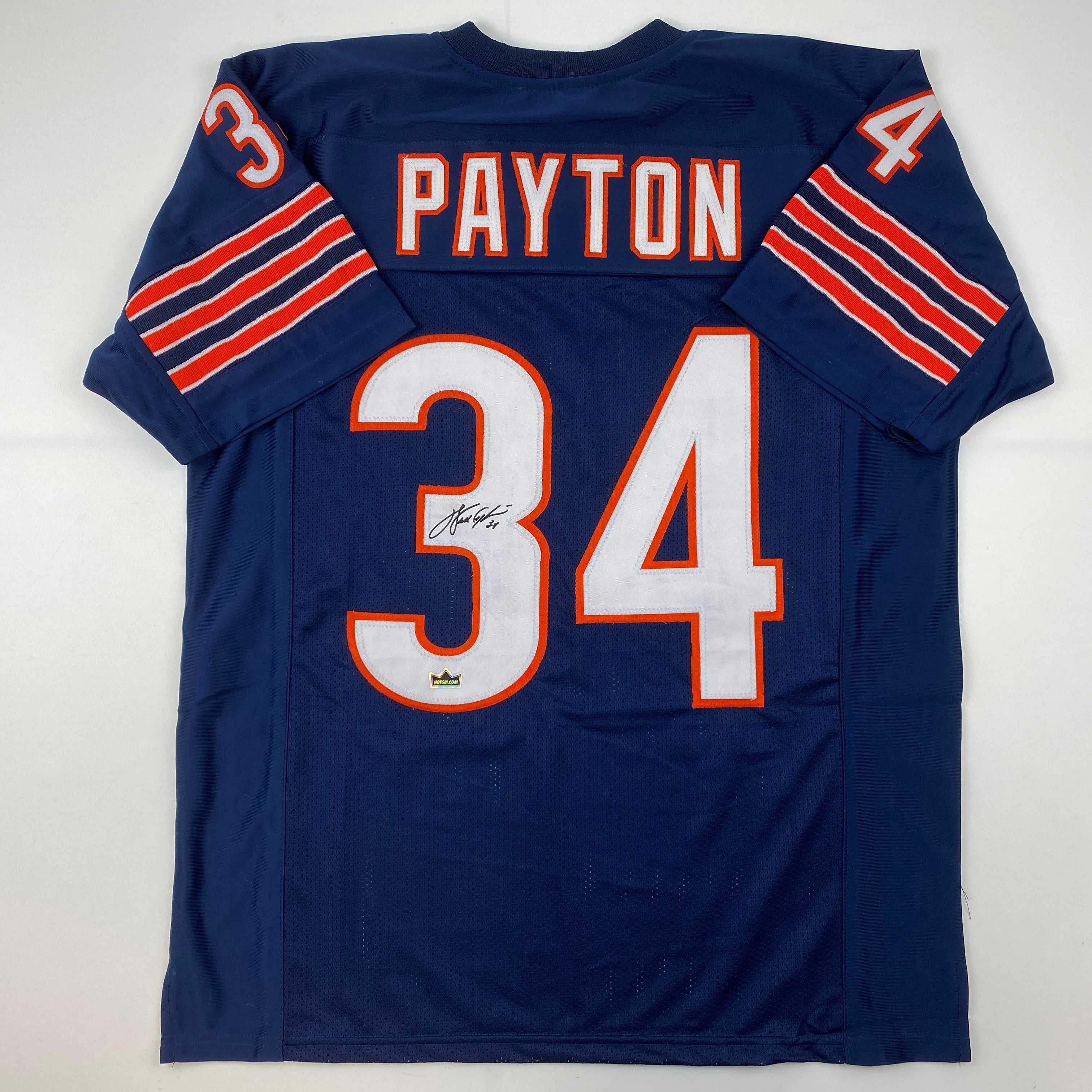 Facsimile Autographed Walter Payton Chicago Blue Auto Jersey Size Men's XL