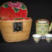 Chinese Teapot with Cups in Basket
