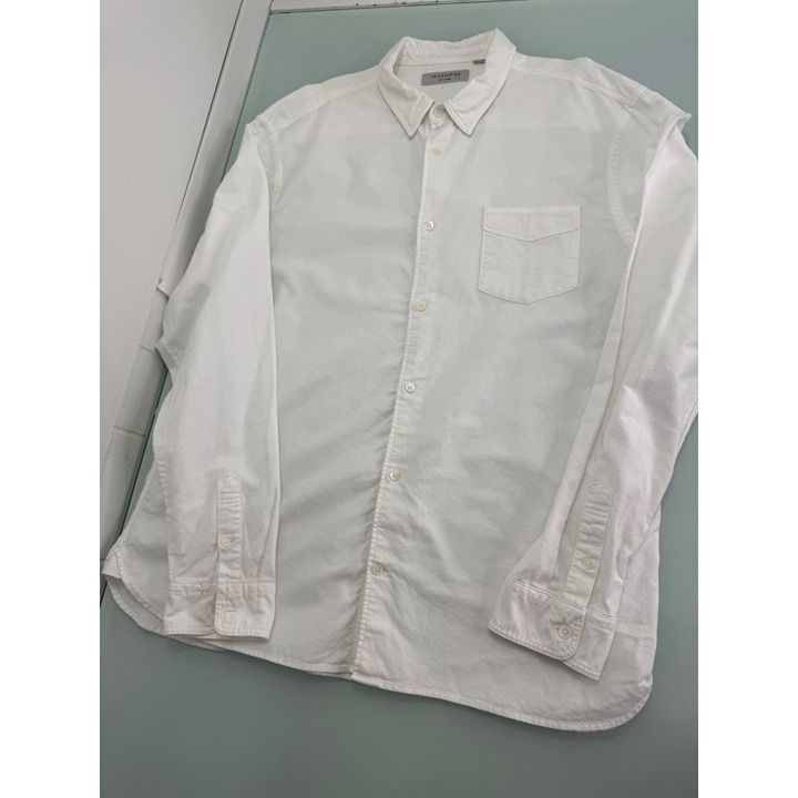 All Saints Men Chamois Flannel Shirt White XXL 2XL Button Up Long Sleeve