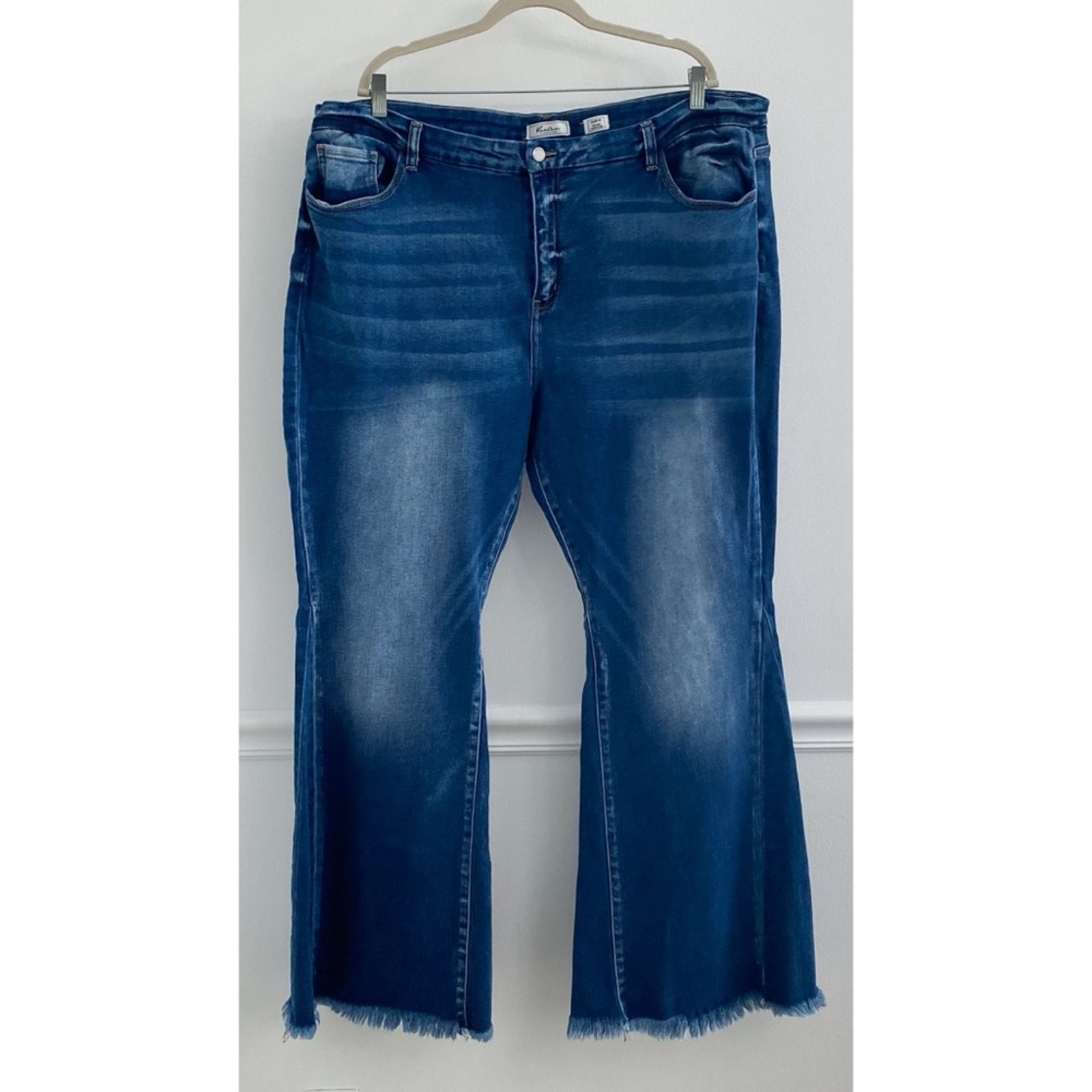 Kancan Kurvy Mid Rise Super Flare Dark Wash Jeans