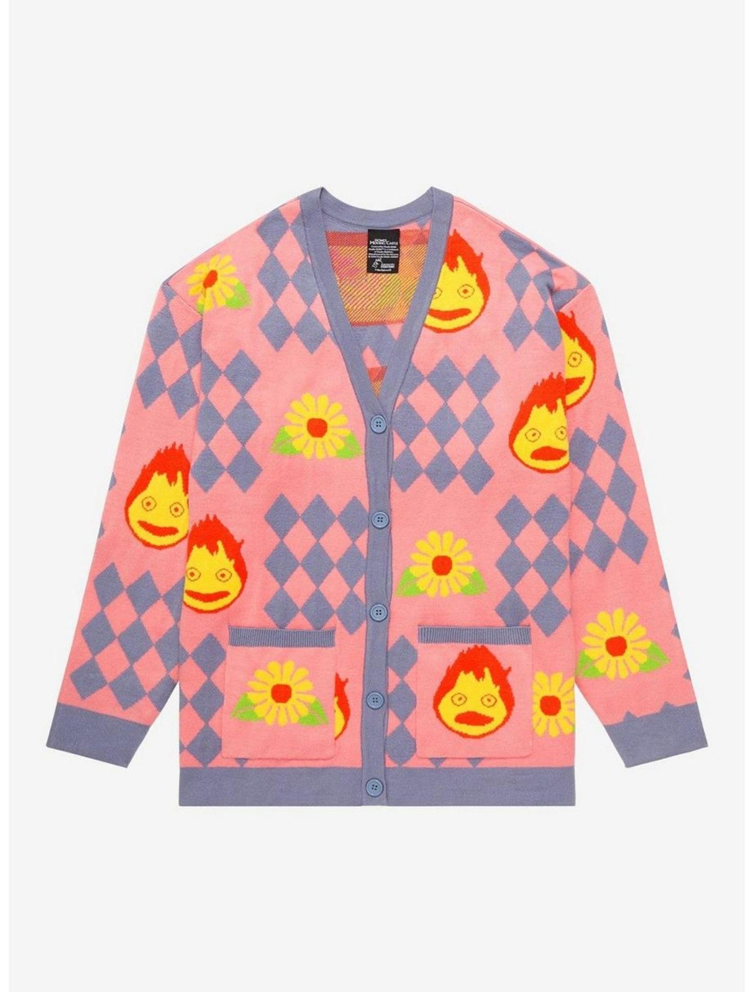 Studio Ghibli Howl's Moving Castle Howl's Diamonds & Calcifer Cardigan sz MD