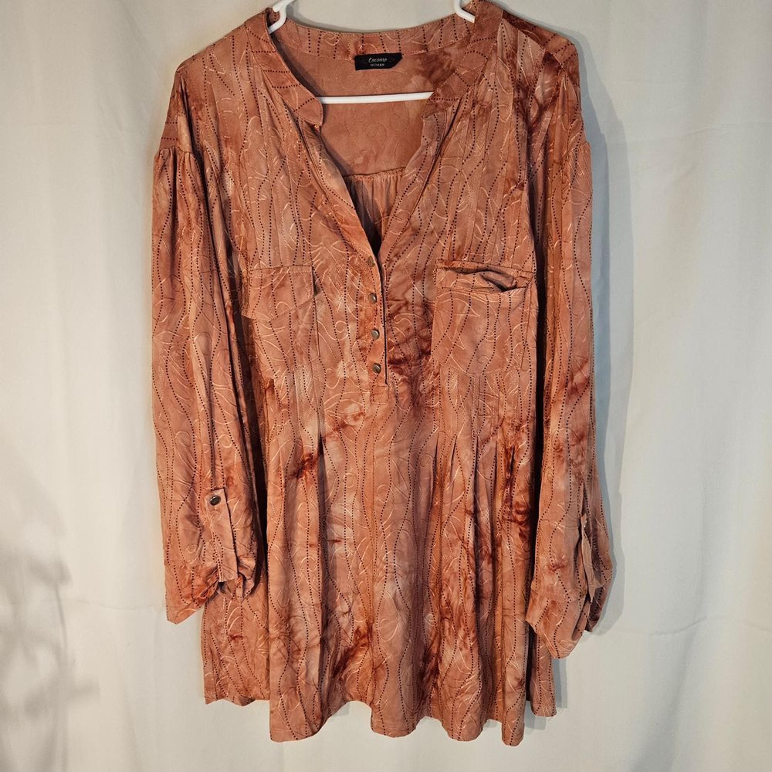 Cocomo Woman Button Down Top Textured Blouse Long Sleeve Shirt Size XL