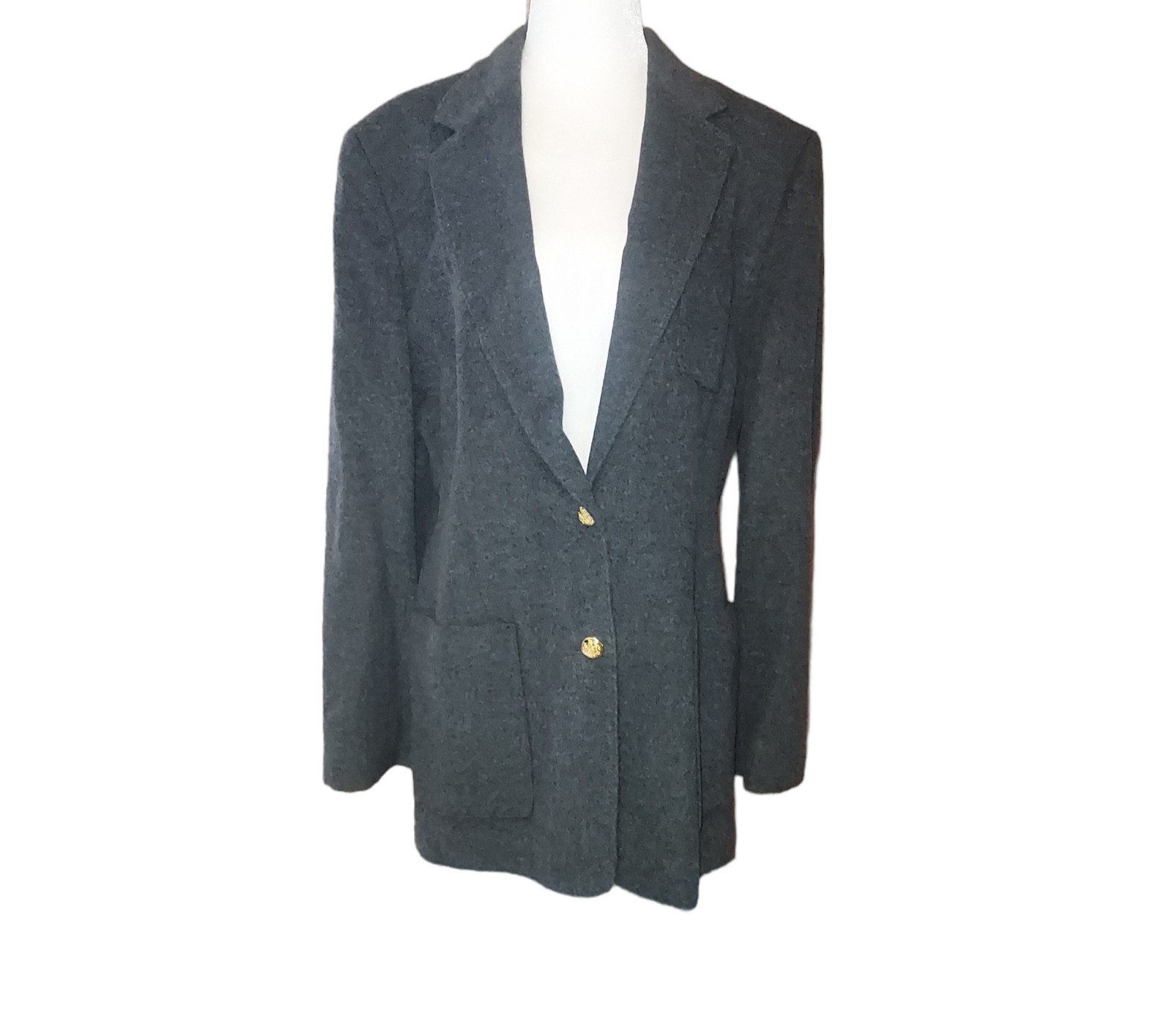 Lauren Ralph Lairen 14 Suit Jacket Blazer Charcoal Gray 93% Wool 7% Cashmere Wom