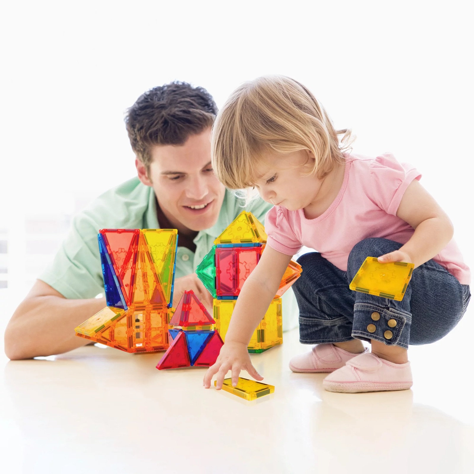 Magnetic Toy Tiles, 100 Pieces, Certified | Ages Children to Adult 3+