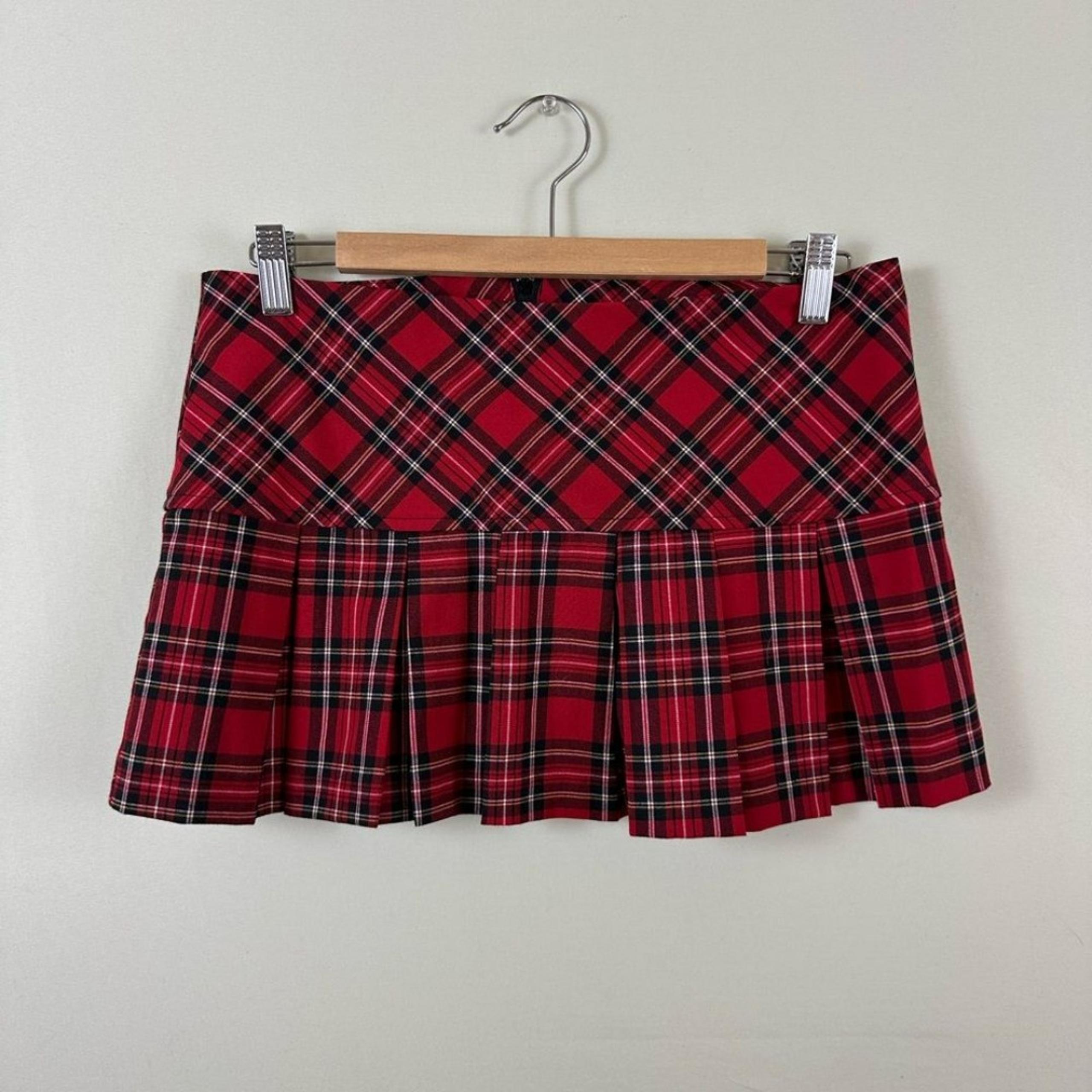 NWT Deadstock Y2K Wet Seal Red Plaid Pleated Mini Skirt