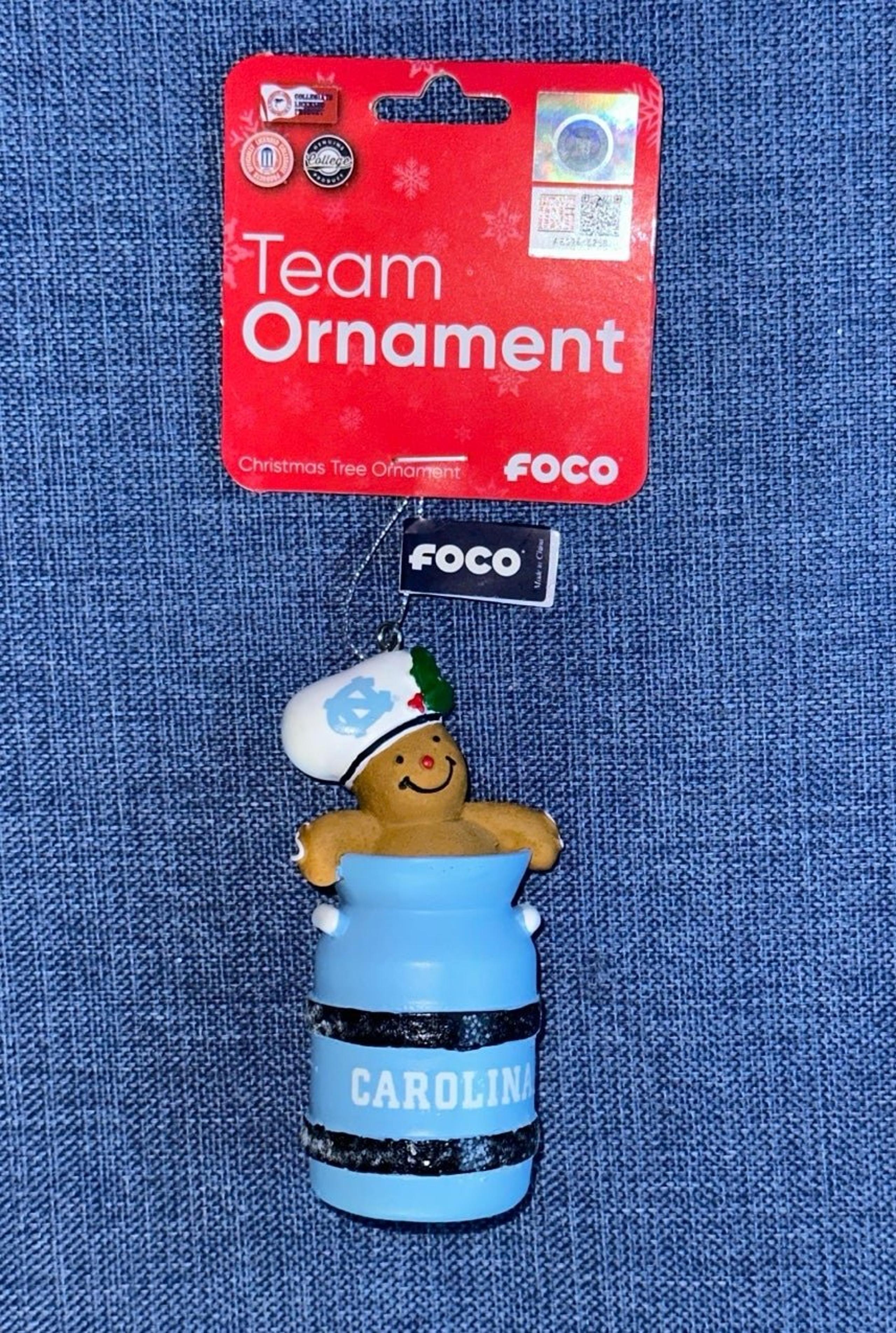 NCAA NC Carolina Tar Heels UNC Rams Christmas Ornament Gingerbread Cookie in Jar