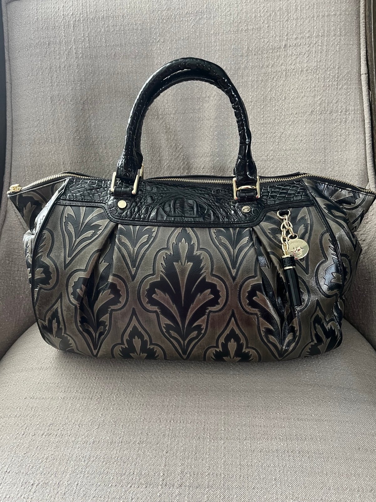 Brahmin Faye Satchel Taupe Mirage