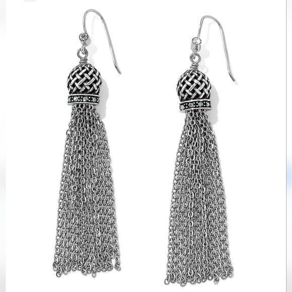Brighton Sahuri Tassel Crystal Jeweled French Wire Earrings
