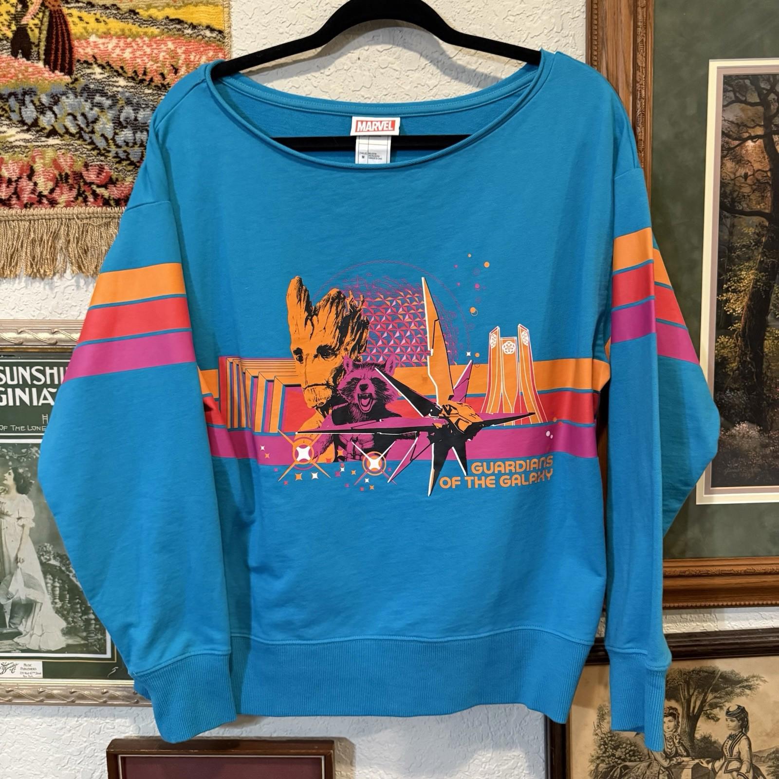 NWOT Disney Parks Epcot Guardians Of The Galaxy Blue Movie Sweatshirt Size Med