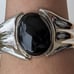 Large Vintage HOB Sterling Silver & Onyx Modernist Design Cuff Bracelet