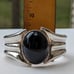Large Vintage HOB Sterling Silver & Onyx Modernist Design Cuff Bracelet