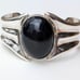 Large Vintage HOB Sterling Silver & Onyx Modernist Design Cuff Bracelet