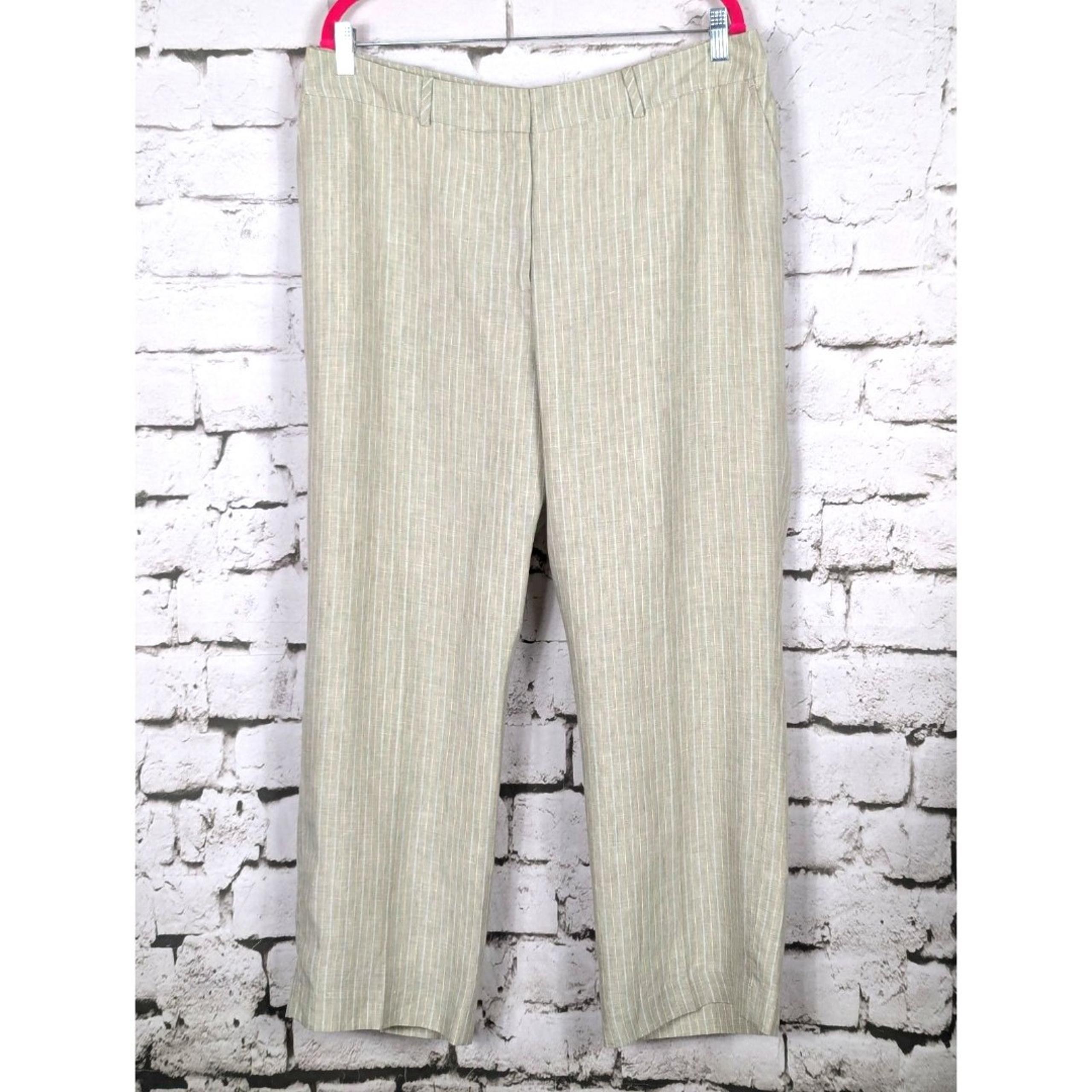 ORVIS River Road 100% Linen Trouser Striped Pockets Lined Classic High Rise 16