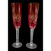 Bohemian Czech Red Cut To Clear Crystal Champagne Flutes