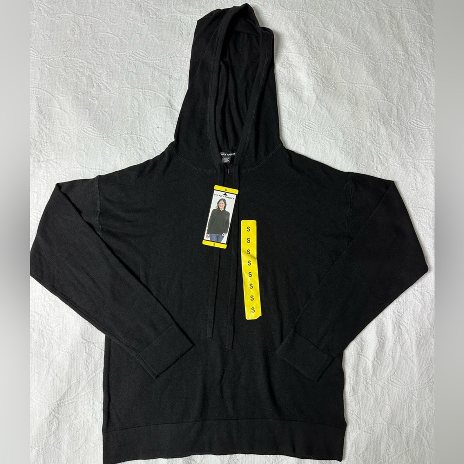 NWT Hilary Radley Black Hooded Top Size Small