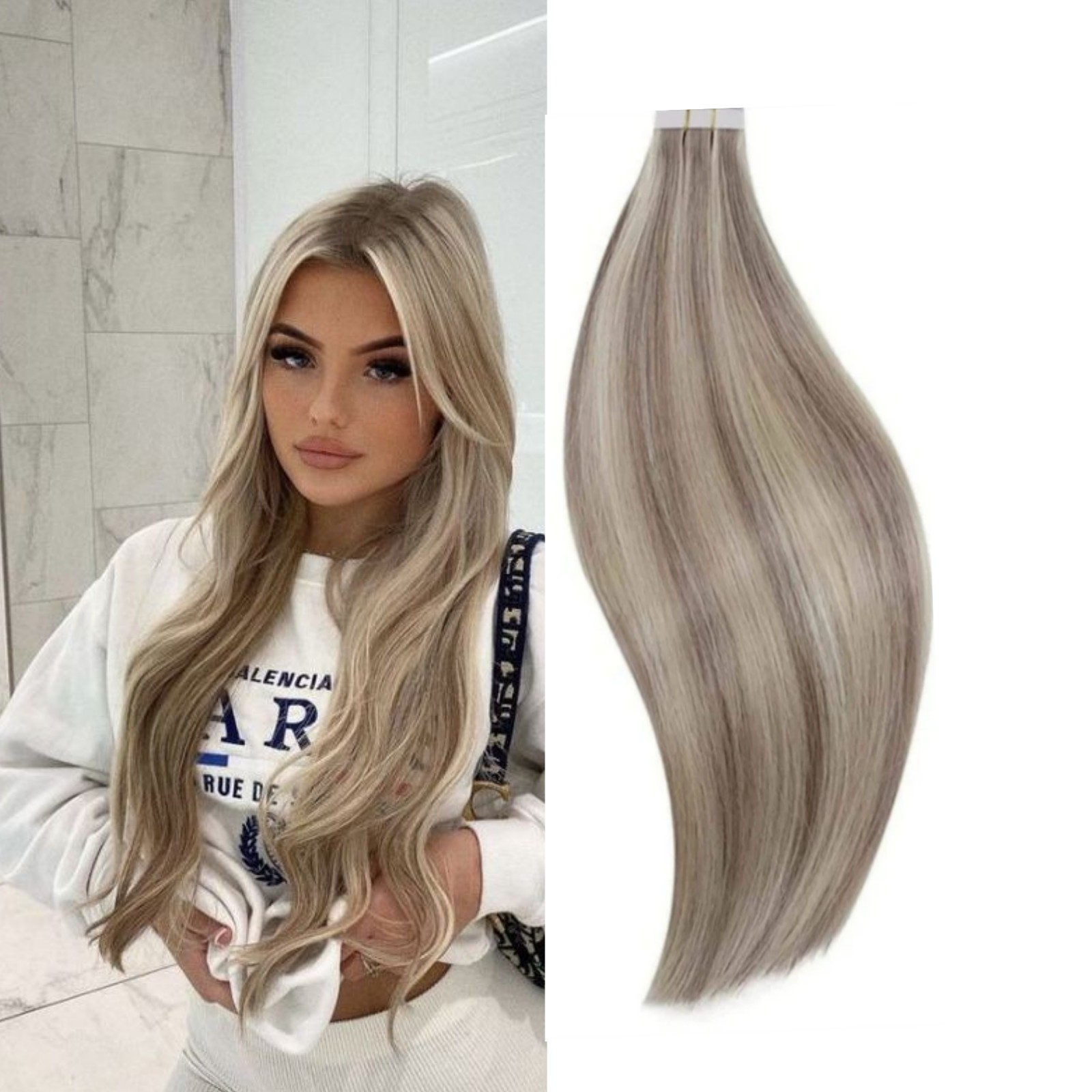 Tape in human hair extensions