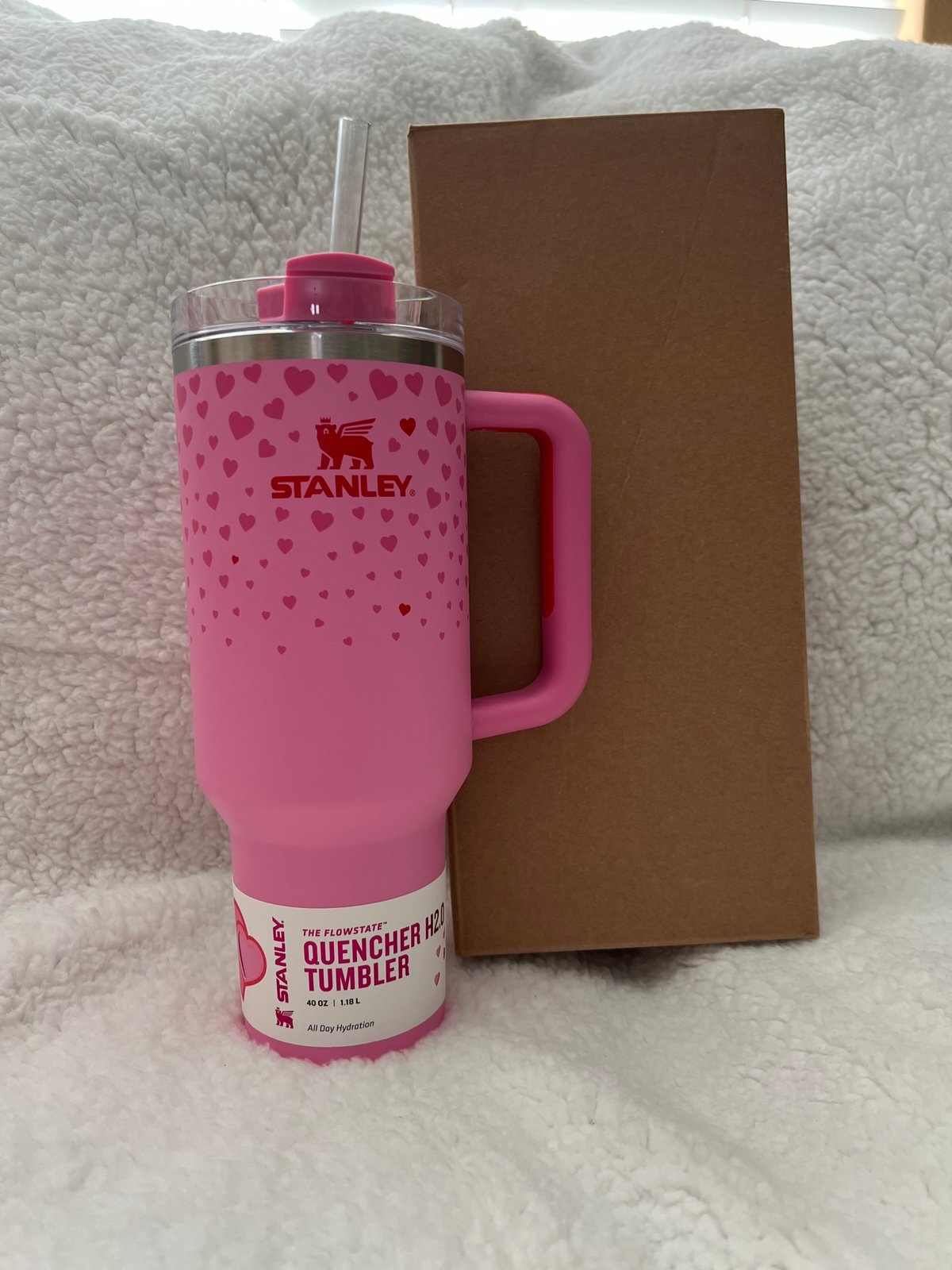 Valentines Day Stanley Cup 40 oz Stainless Steel Quencher Tumbler Sweet Hearts
