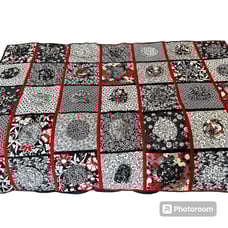 Handmade Stunning 3D Floral Square Black Red White Quilt 65 x 45