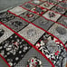 Handmade Stunning 3D Floral Square Black Red White Quilt 65 x 45