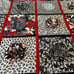 Handmade Stunning 3D Floral Square Black Red White Quilt 65 x 45