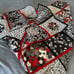 Handmade Stunning 3D Floral Square Black Red White Quilt 65 x 45