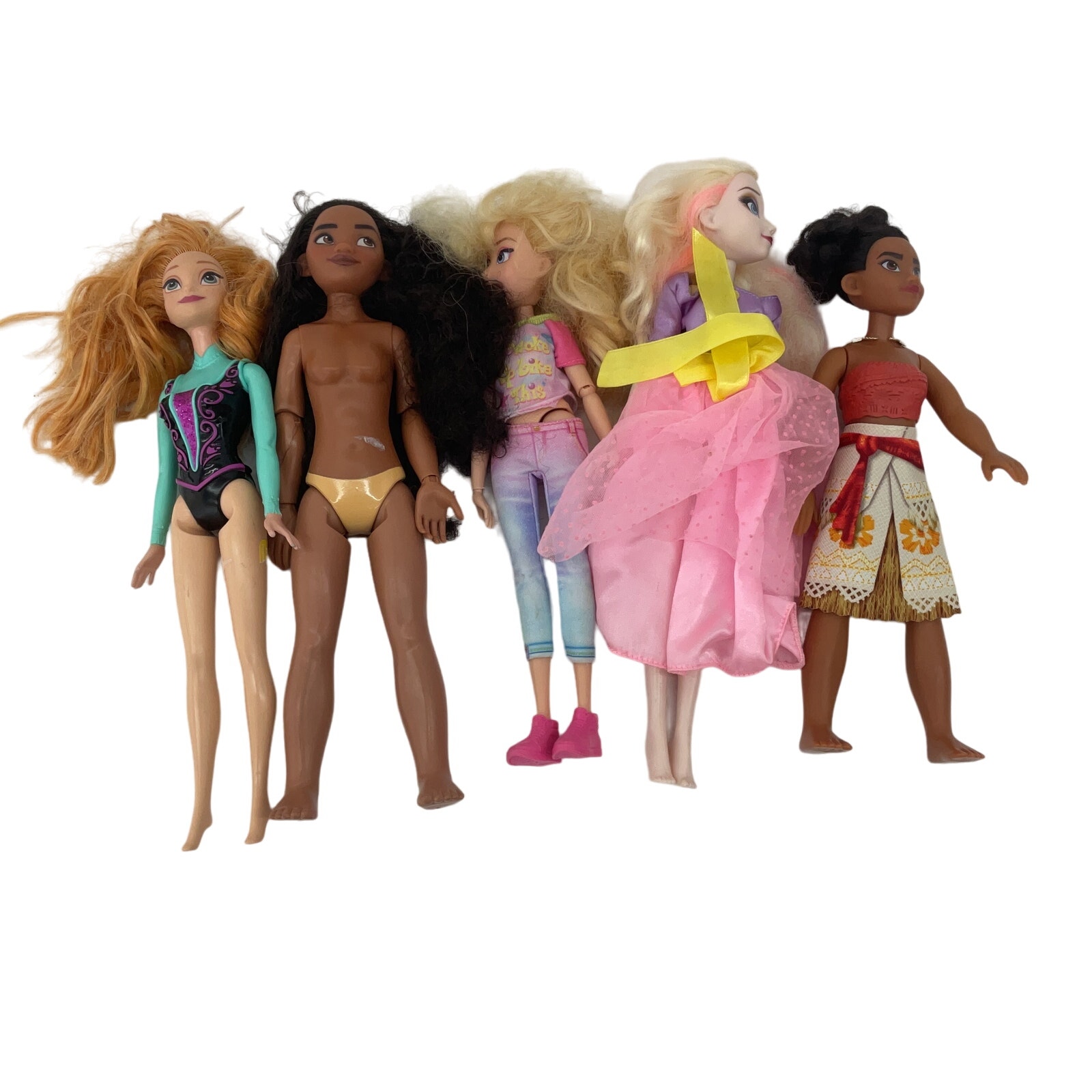 Disney Character Play Dolls Preowned Mixed LOT Princess Moana Frozen