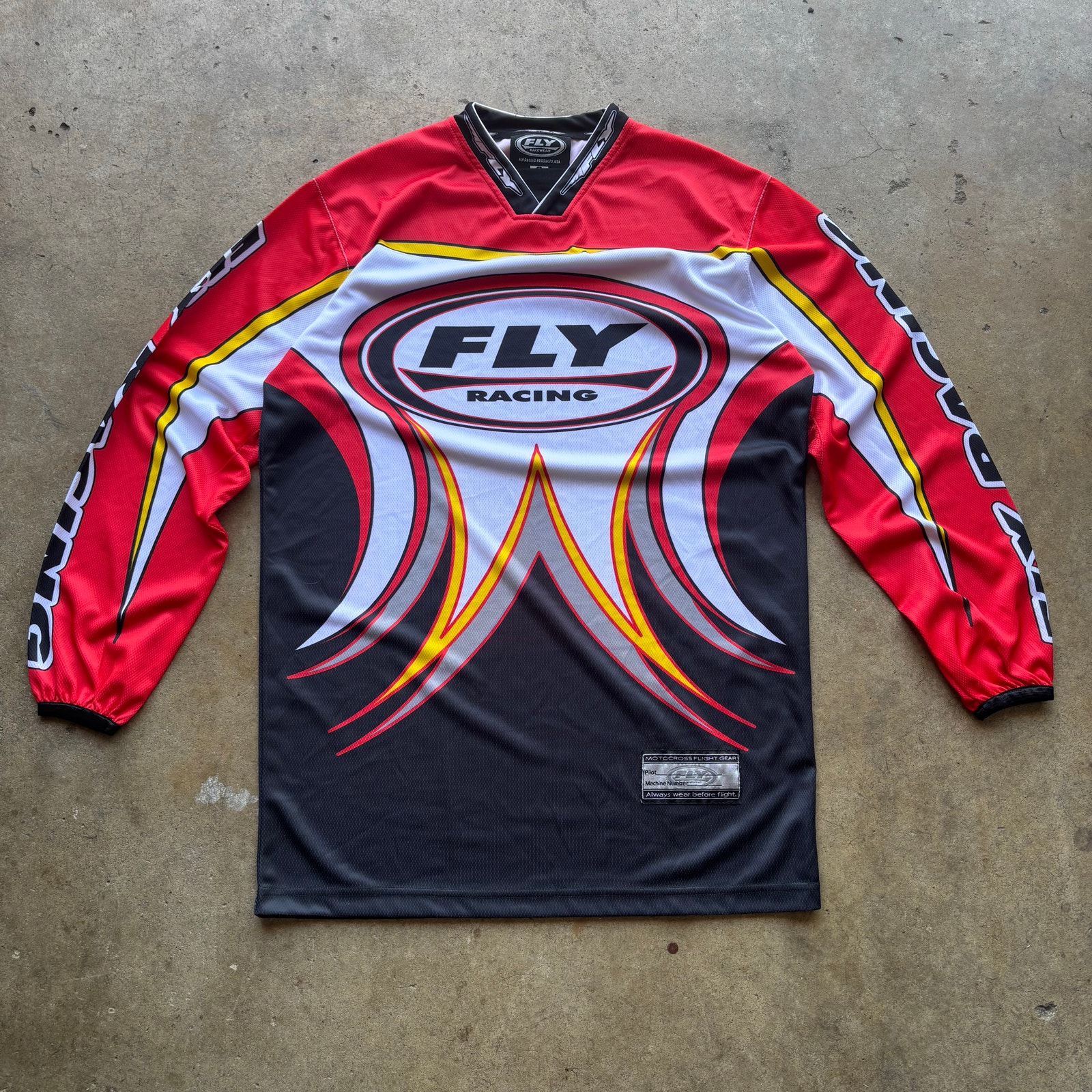 Men's Vintage Fly Racewear Racing Red Yellow Motocross Jersey Shirt Sz Small VTG