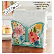 Pioneer woman butterfly floral napkin holder stoneware new with tag! BEAUTIFUL!