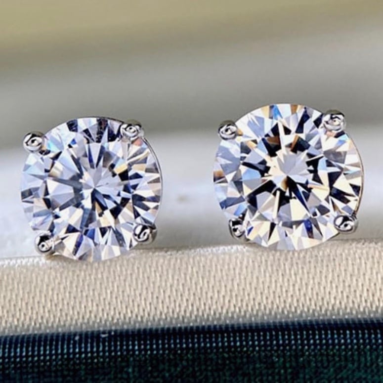 Certified ~Genuine 6 Carat Diamond 18k White Gold Stud Earrings ~ Unisex Studs