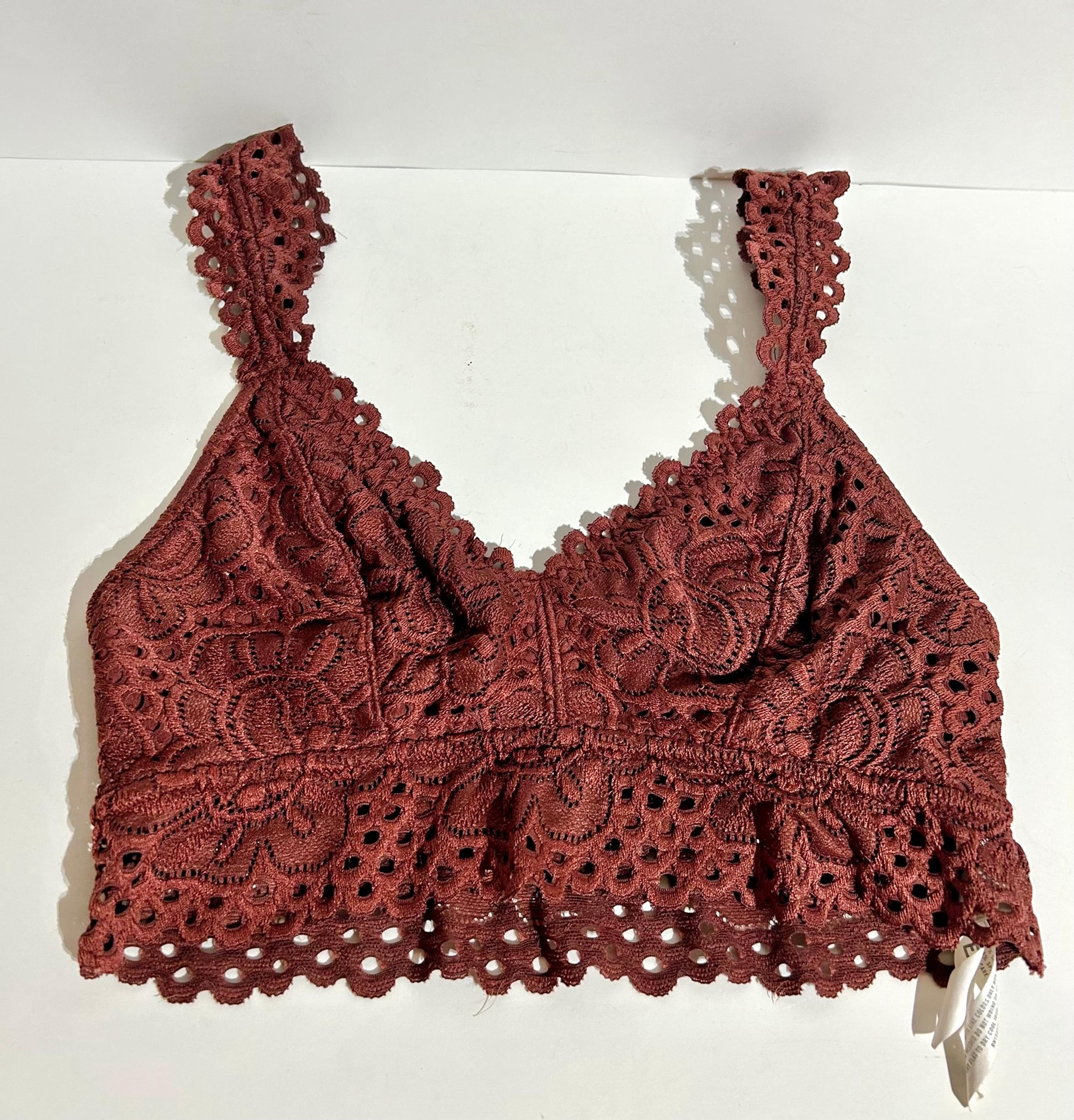Aeropostale AERO Classic Lace Bralette Adjustable Strap Brown Rust Size Medium M