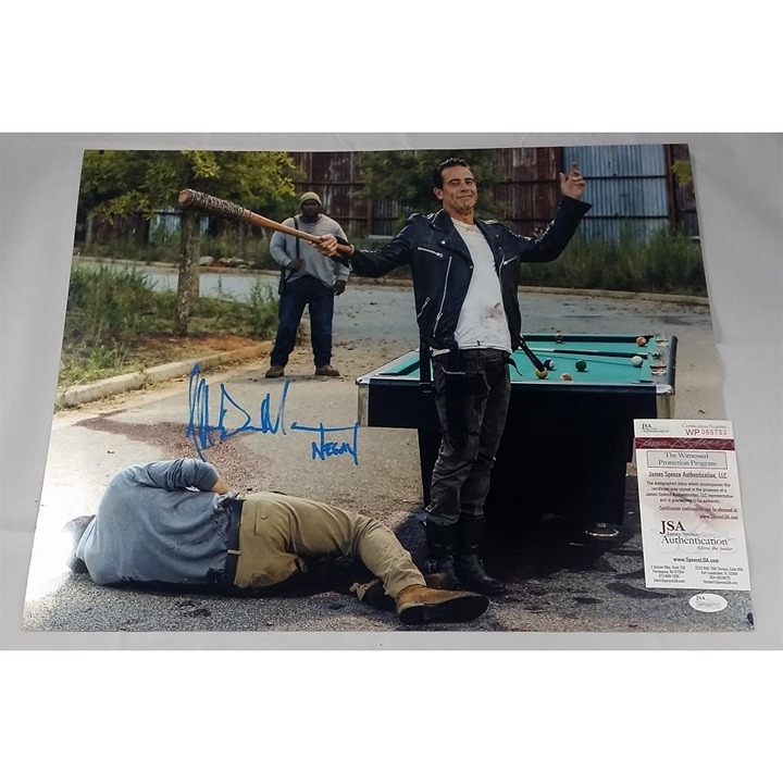 JEFFREY DEAN MORGAN NEGAN SIGNED 16X20 METALLIC PHOTO THE WALKING DED JSA 753
