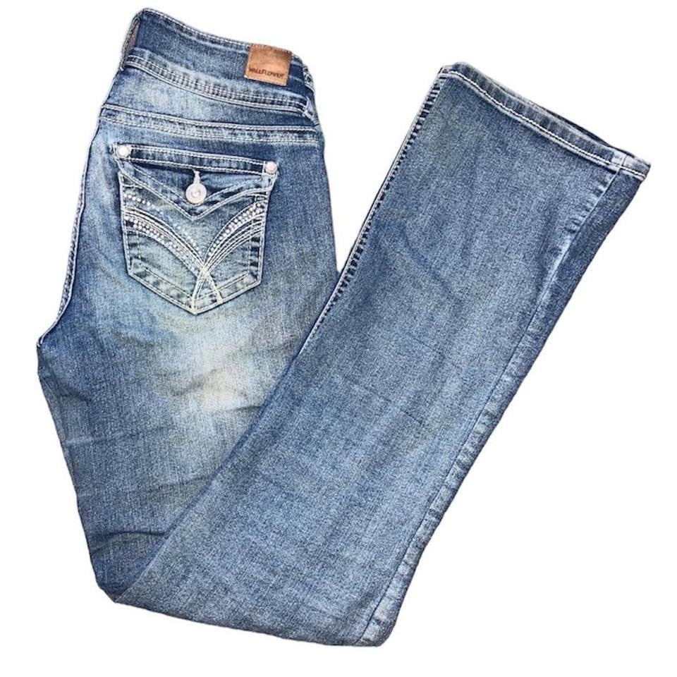 Wallflower low rise bling flare jeans low waisted light wash denim pants