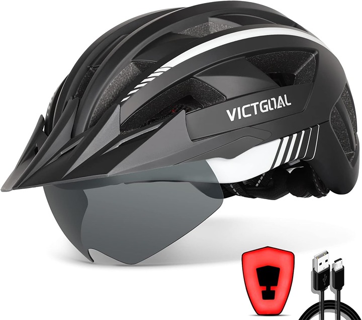 Bike Helmet with USB Rechargeable Rear Light Detachable