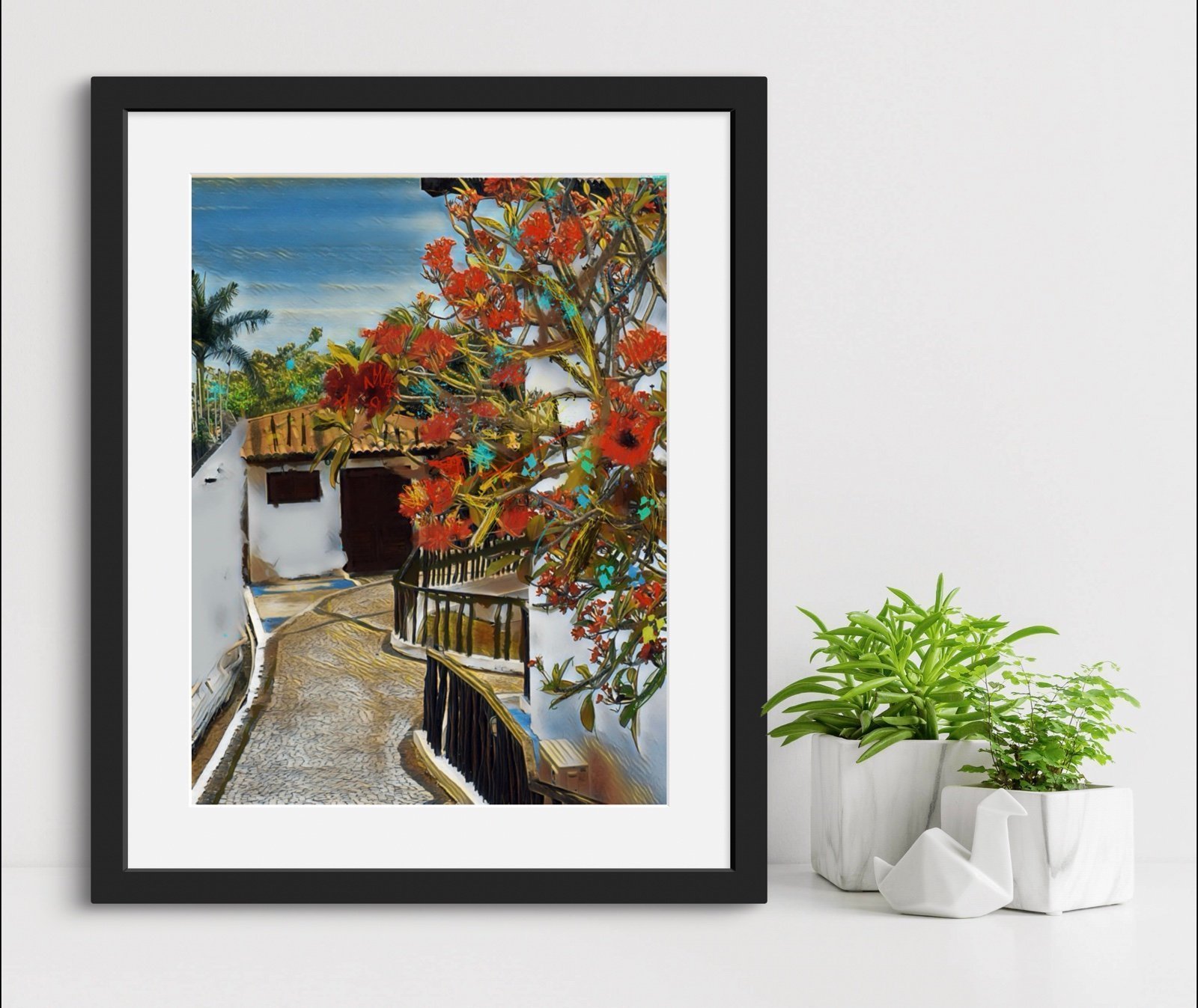 Watercolor Print: “Courtyard by Sea”