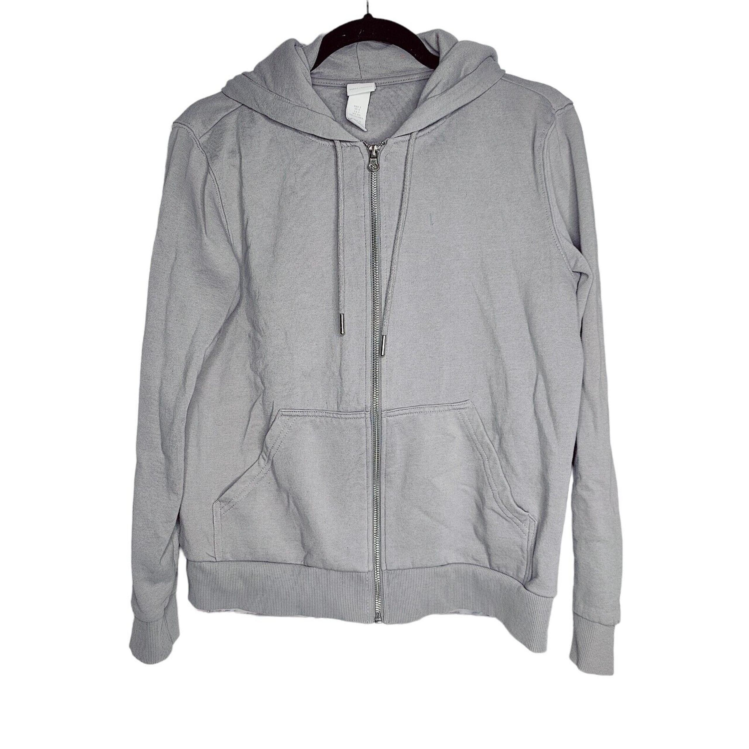 H&M Basics Men Women Size Small Gray Cotton Blend Full Zip Drawstring Hoodie