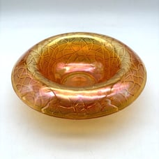 Antique Imperial Marigold Soda Gold Carnival Glass Rolled Console Bowl 9x3.75