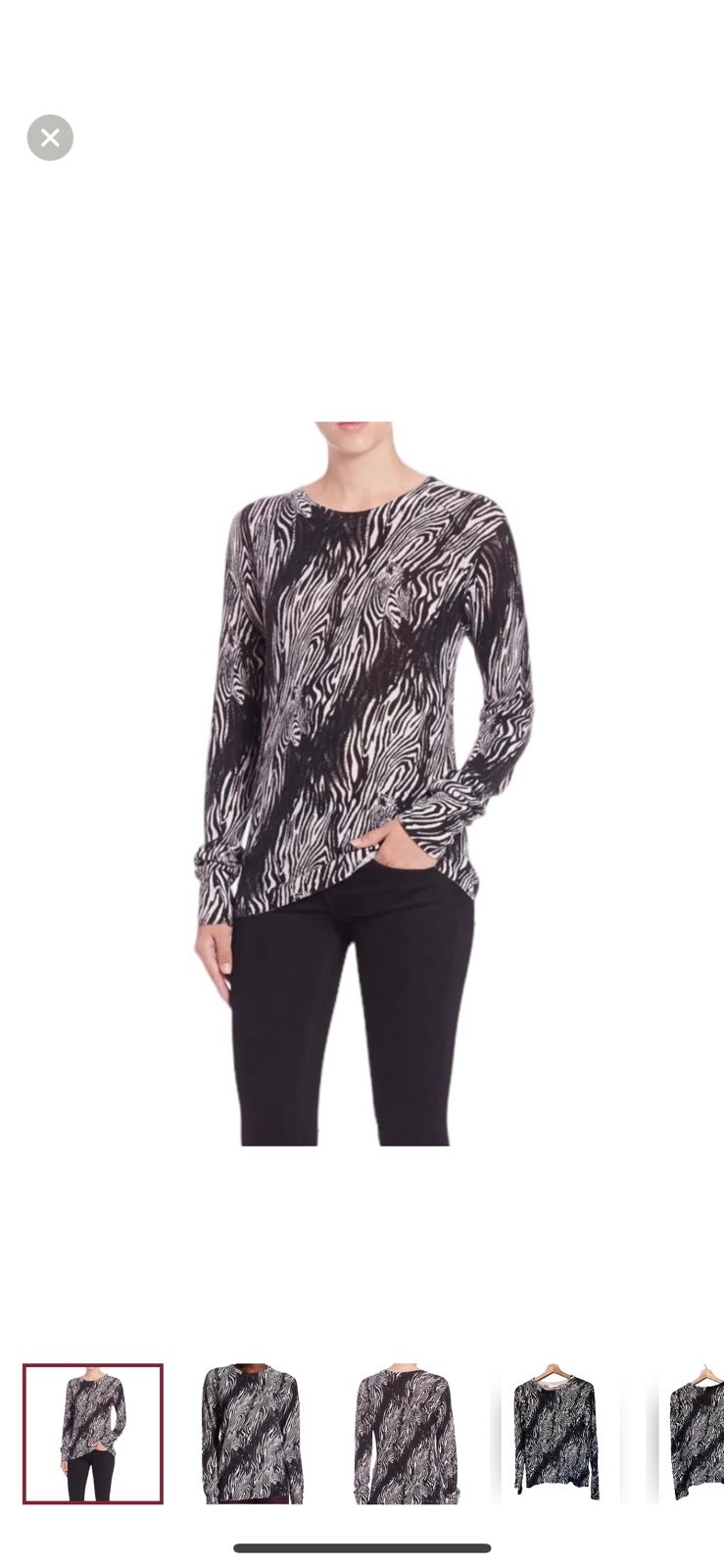 EQUIPMENT ‘Sloane’ 100% Cashmere Zebra Print Sweater 268
