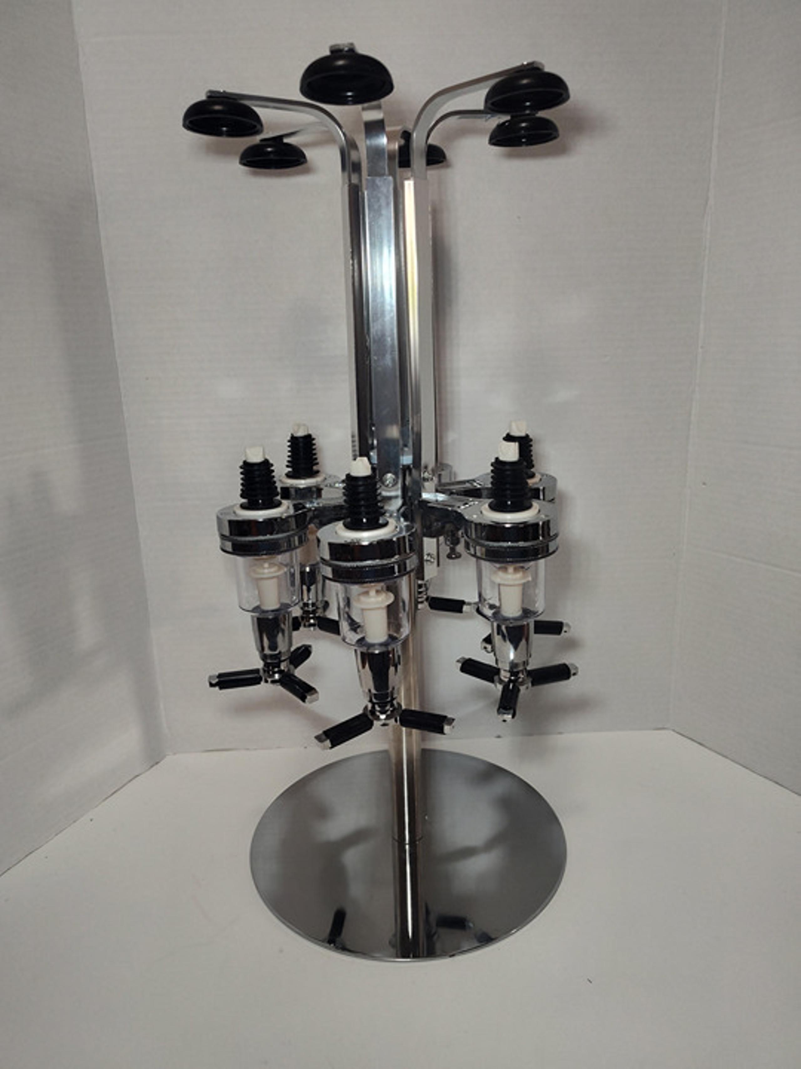 Godinger Rotating 6Bottle Liquor Drink Dispenser Bar Silver Chrome -TESTED/WORKS