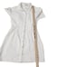 Meshki Dress Womens Small White Linen Cinched Button Front Short Sleeve Mini