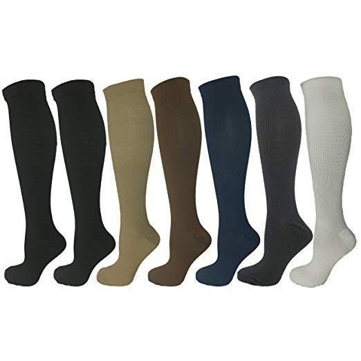 7 Pair Assorted Colors Moderate Compression Socks for Nurses, Orthopedic, Post-M