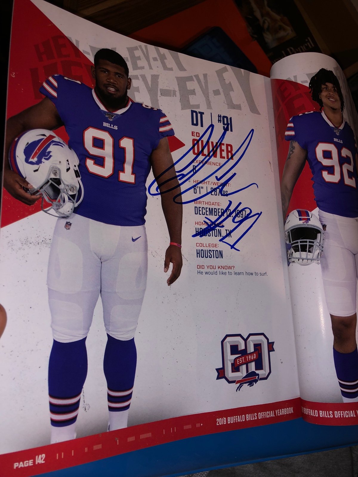 Ed Oliver Autograph