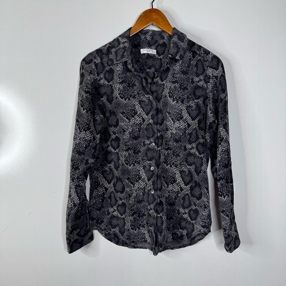 Equipment Snakeskin Print Long Sleeve Button Down Silk Shirt Size Xsmall