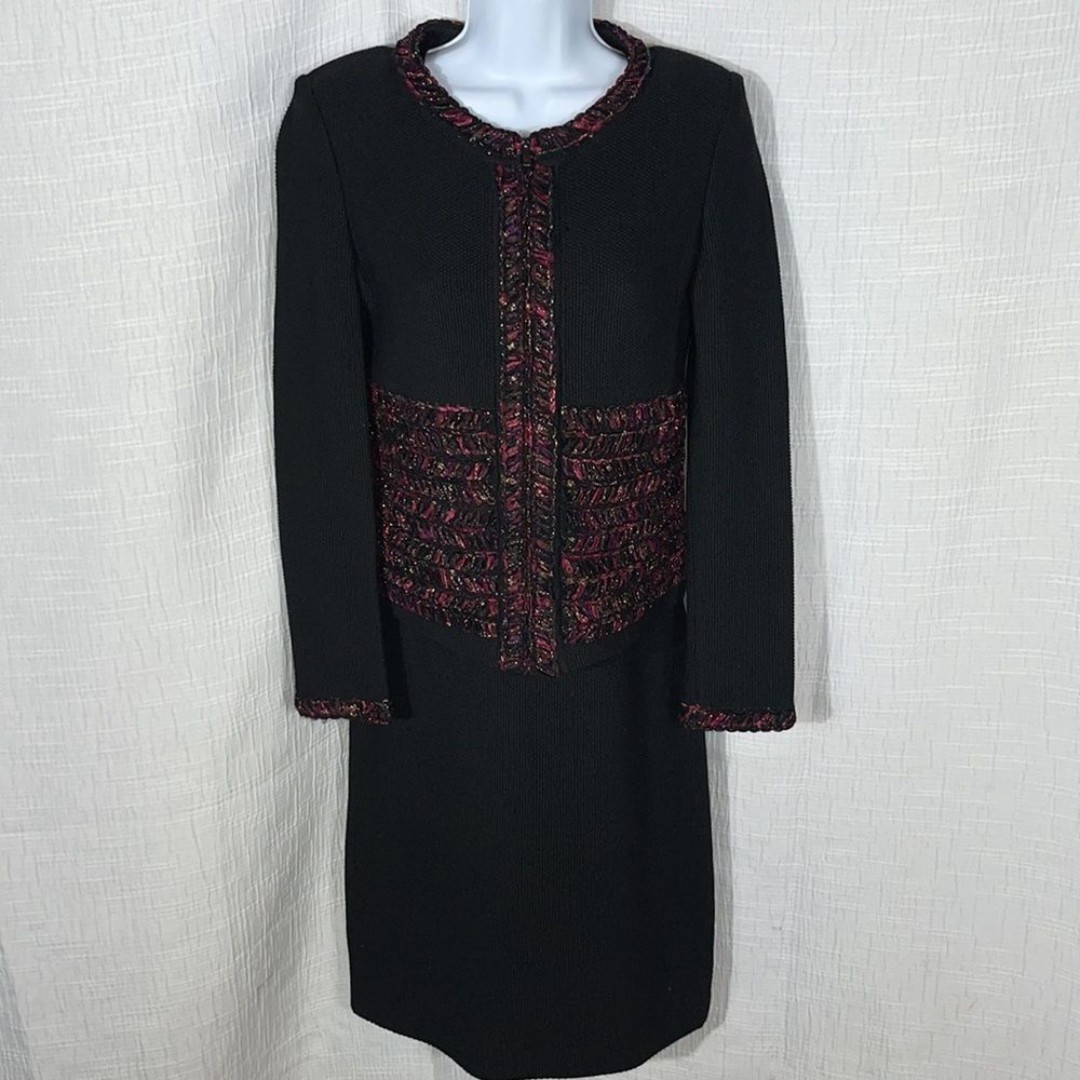 St. John Wool Blend tweed and knit dress and jacket set size 2