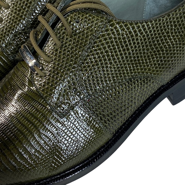 Belvedere Chapo designer men's shoes olive green genuine hornback crocodile oxfo