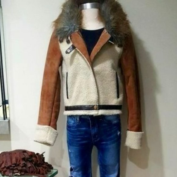 RARE FIND! Vintage Color-Block Shearling Coat!