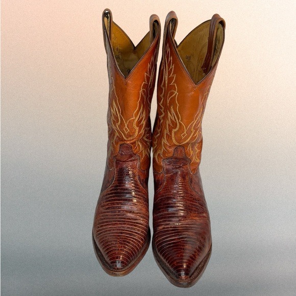 Vintage Tony Lama Exotic Cognac Western Boots Men’s Size 10D
