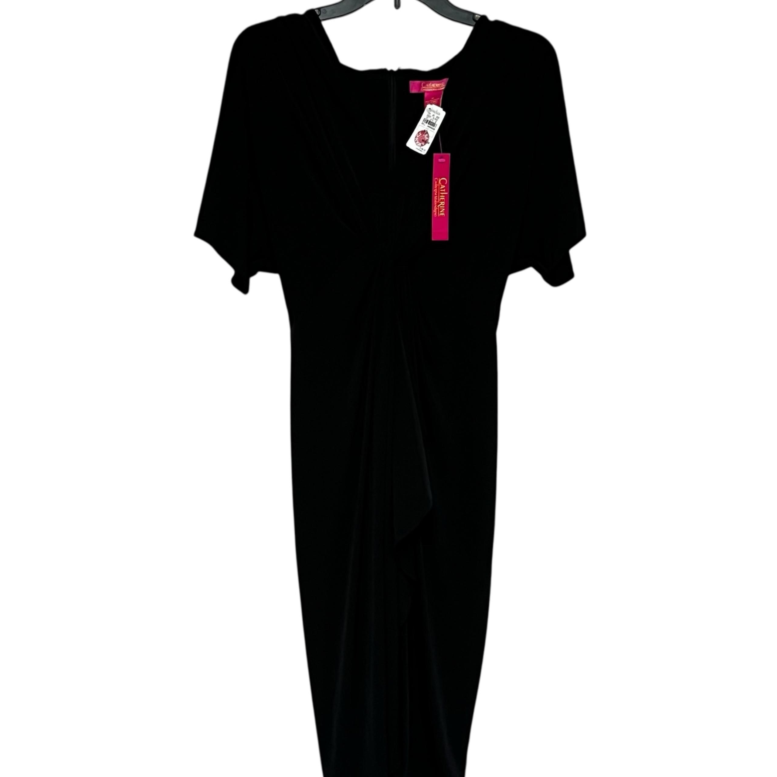 NWT CATHERINE MALANDRINO Black Emily Cold Shoulder Twist Front Dress Size 10