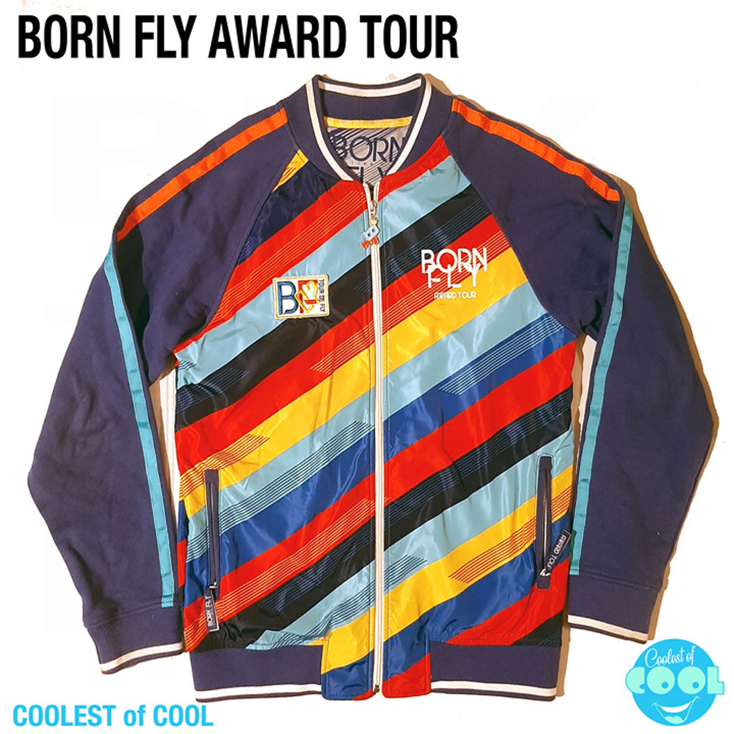 BORN FLY Jacket Mens Large Blue 2002 Award Tour Hip Hop Track Full Zip Retro Y2K