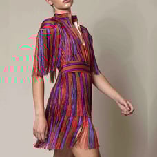 Red Blue Fringe Striped Mini Dress Party Tassels Medium Small 0 2 Chappell Roan